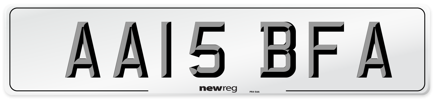 AA15 BFA Number Plate from New Reg